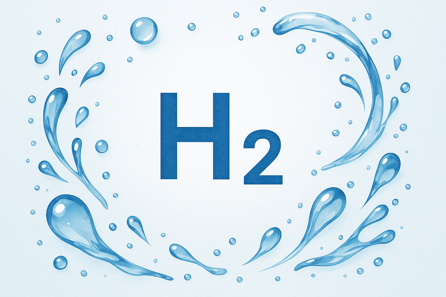 H2 en el centro, convagua y gotas alrededor