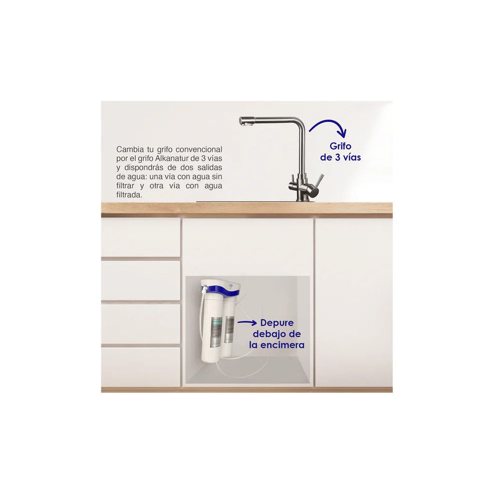 Sistema Depure Alkanatur- Debajo de Lavaplatos con Grifo Metal